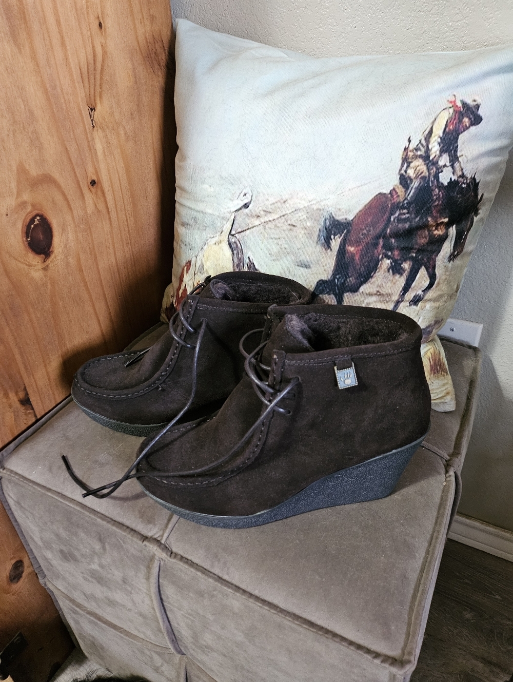 BearPaw BROWN Suede Wedge Booties - Picture 6 of 9